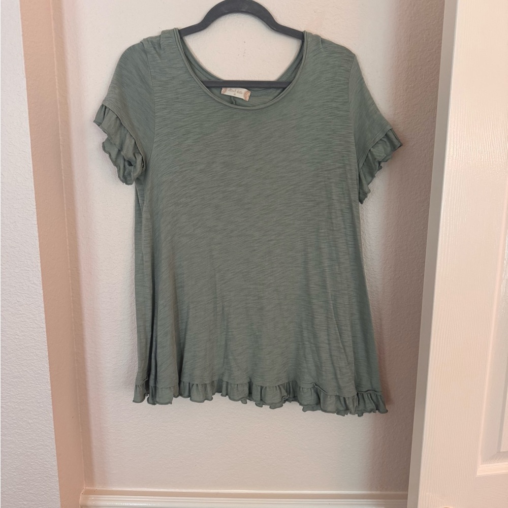 Altar'd State Green Flutter Sleeve Blouse